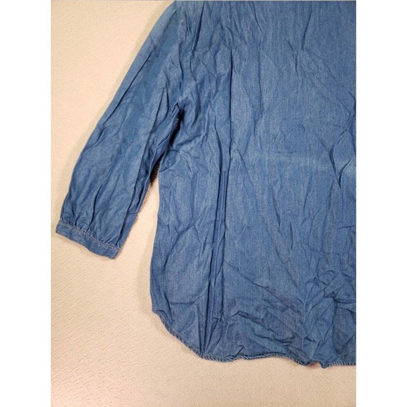 Hester & Orchard Shirt Womens XL Chambray V Neck Pullover Long Sleeve Blue - Picture 9 of 12
